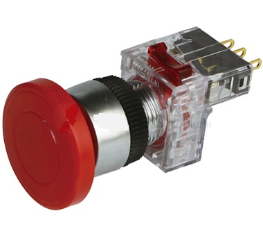 Dừng khẩn D16 có đèn 12-24Vd.c, 1a1b, nhấn nhả, Hanyoung DRA-RM1D